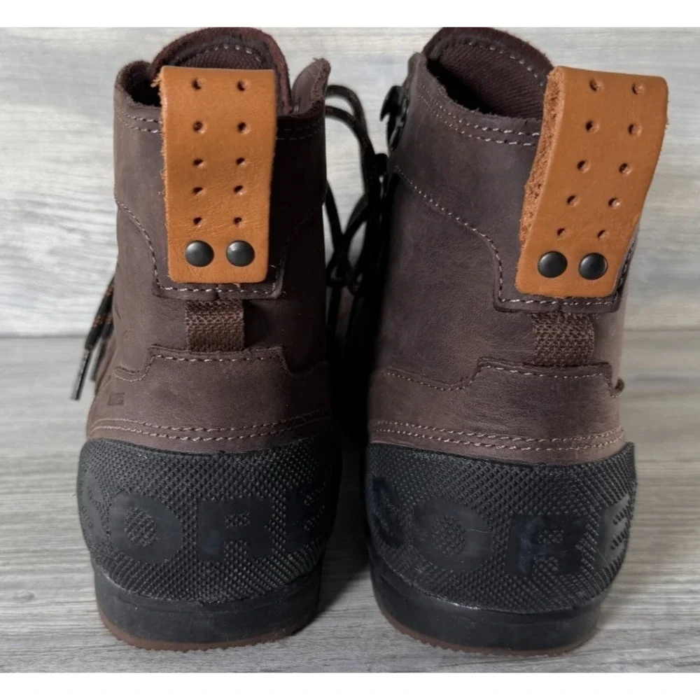 Sorel Ankeny NM2100-256 Mens 9 Waterproof Leather Mid Hiker Ankle Boots Brown
